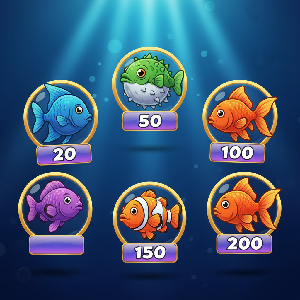 Fish symbols with monetary values